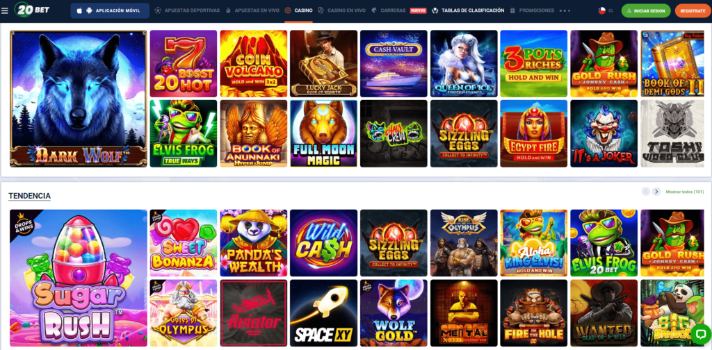 Juegos de casino 20Bet