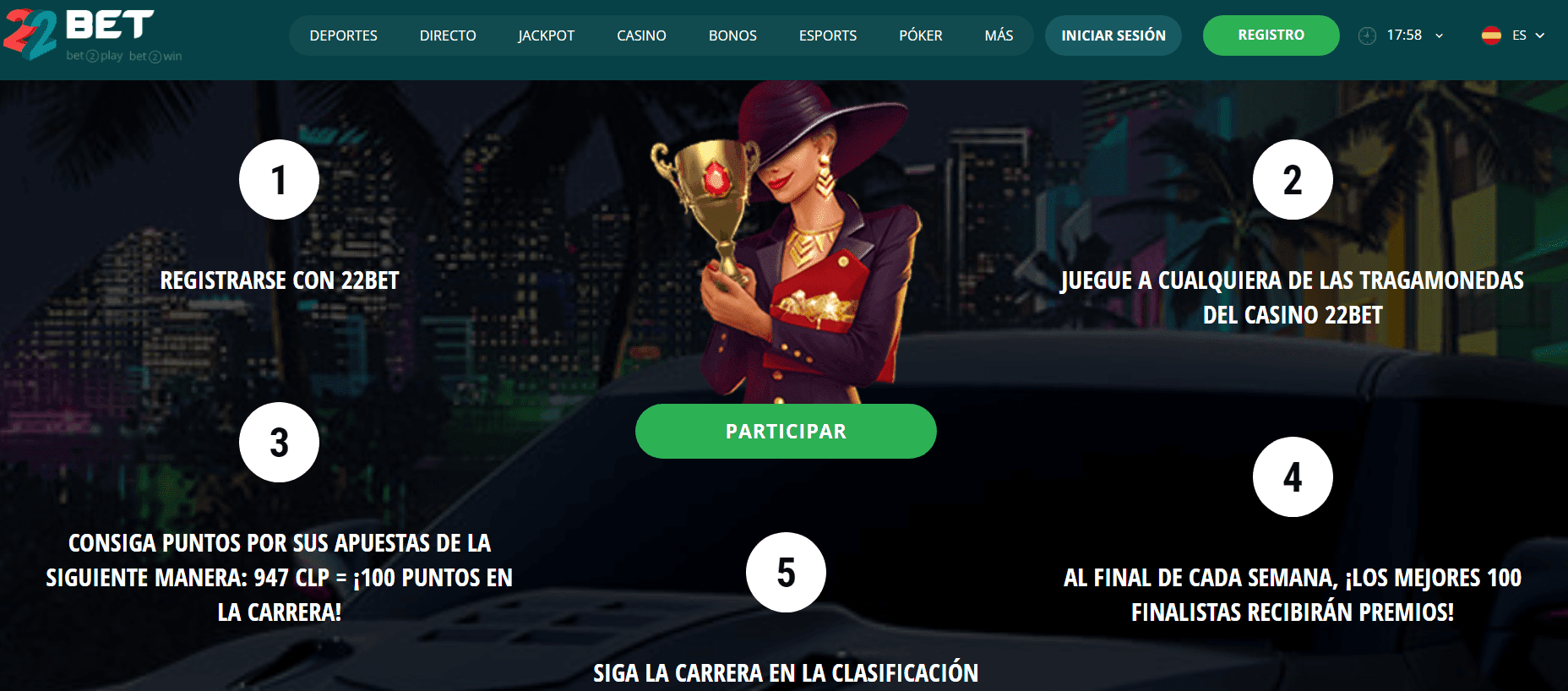 Promociones y torneos del casino 22Bet