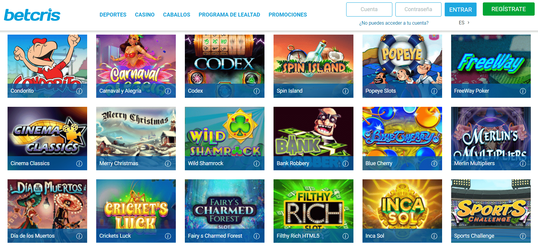 Juegos de casino Betcris