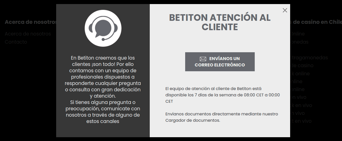 Servicio de atención de Betiton