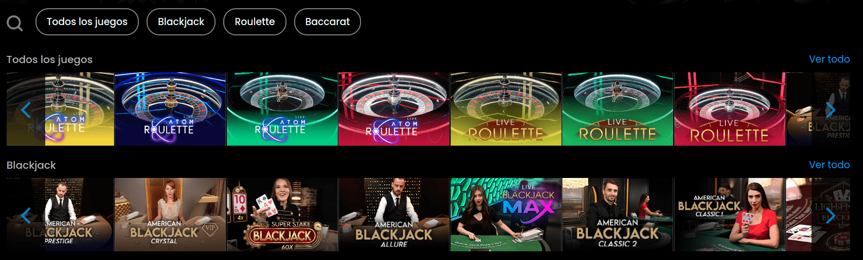 Juegos de casino en vivo de Betiton