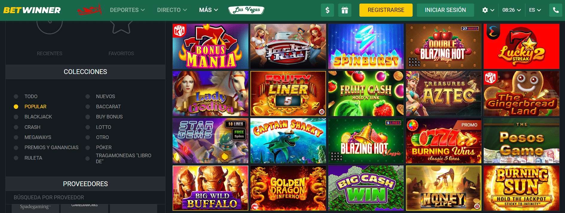 Juegos de casino Betwinner