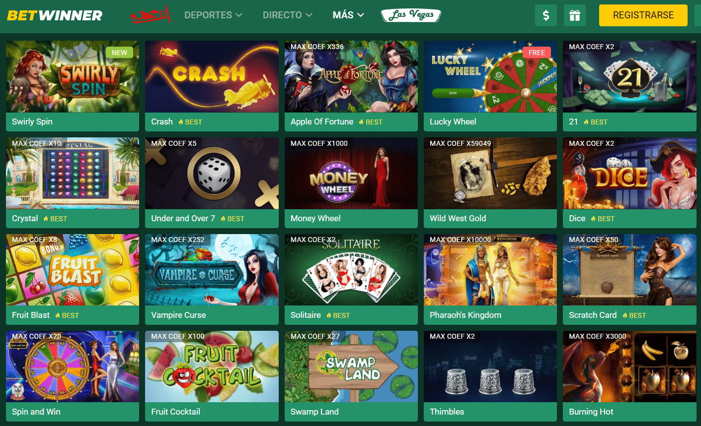 Juegos exclusivos de casino Betwinner