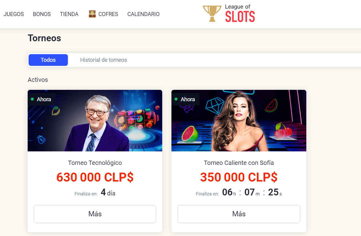 Torneos de casino de League of Slots