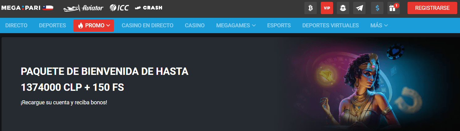 Bono de bienvenida Megapari casino