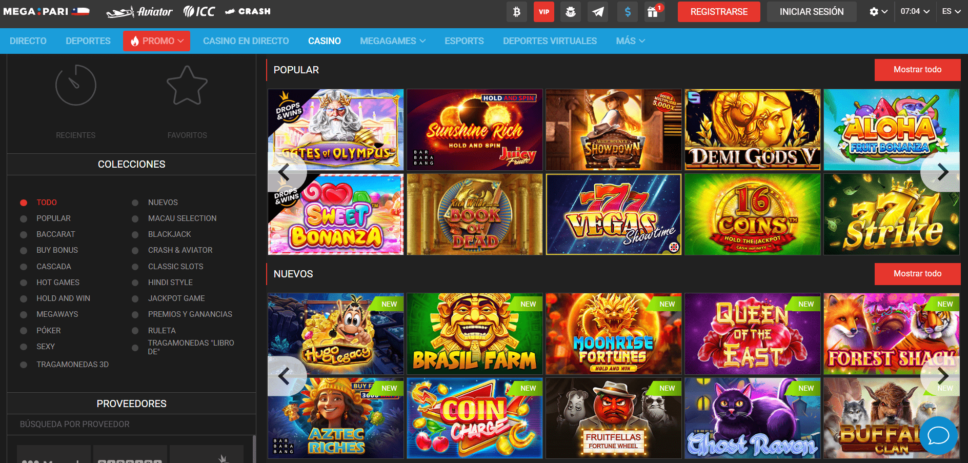 Juegos de casino Megapari