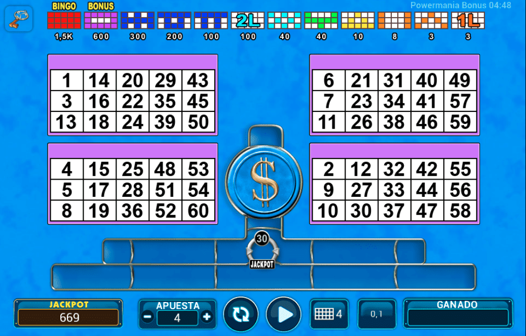 Juego Powermania Bingo