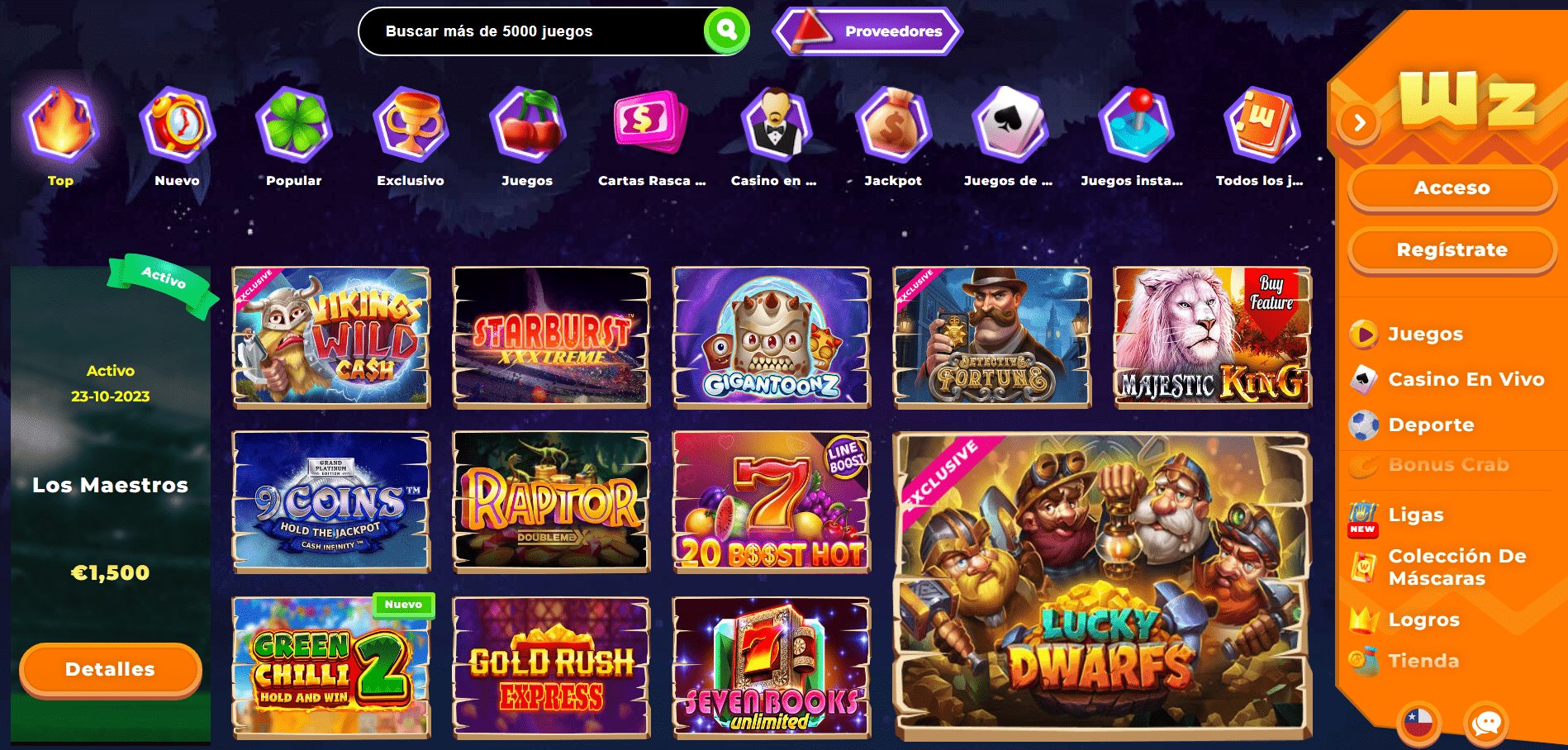 Juegos de casino Wazamba