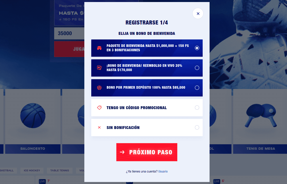 Registro en Bankonbet