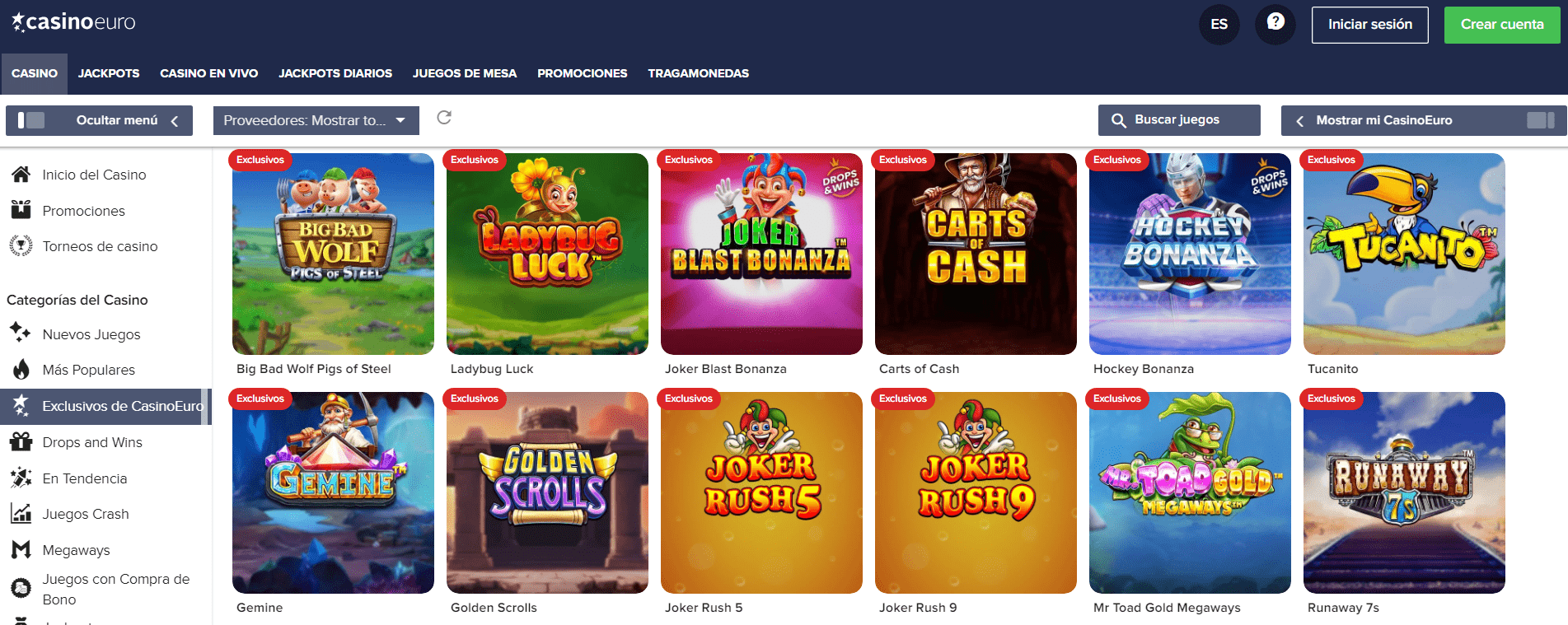 Exclusivos en CasinoEuro