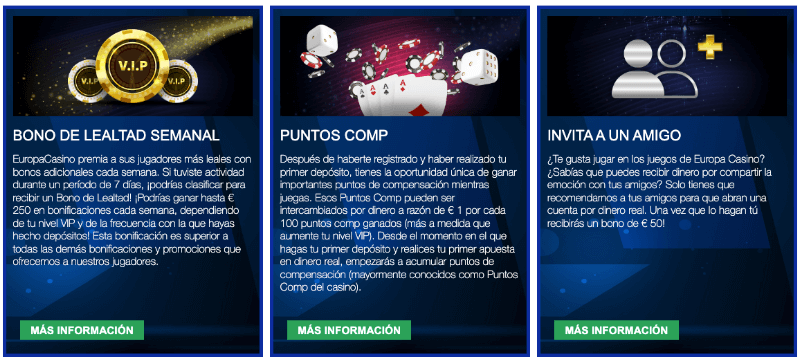 Bonos en Europa Casino