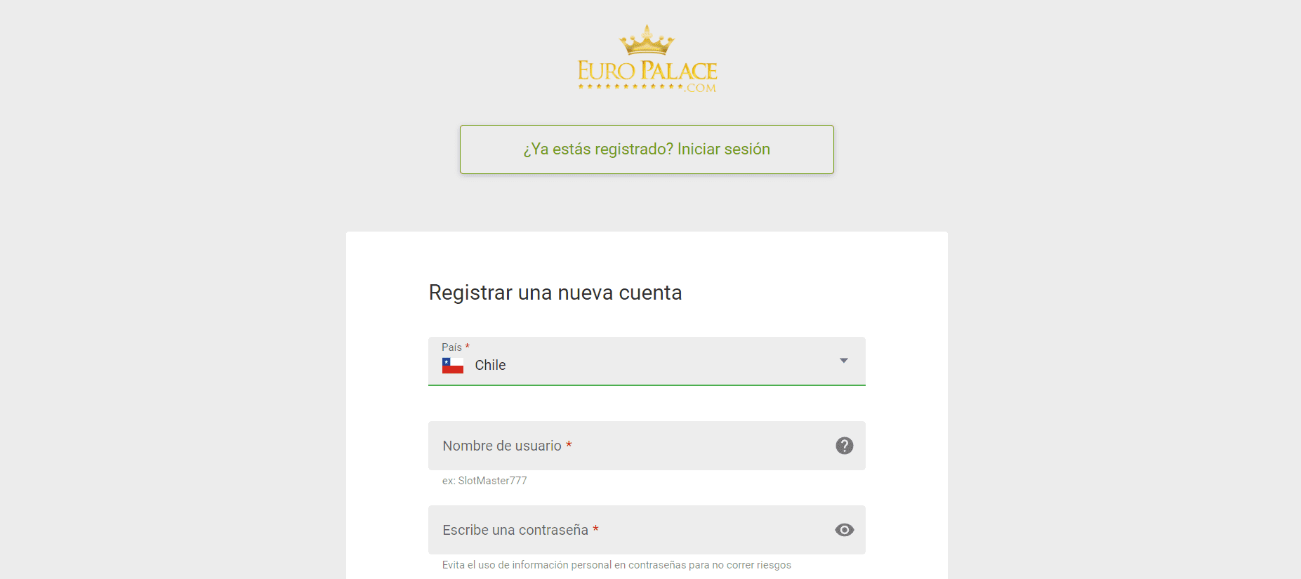 Registro de Euro Palace