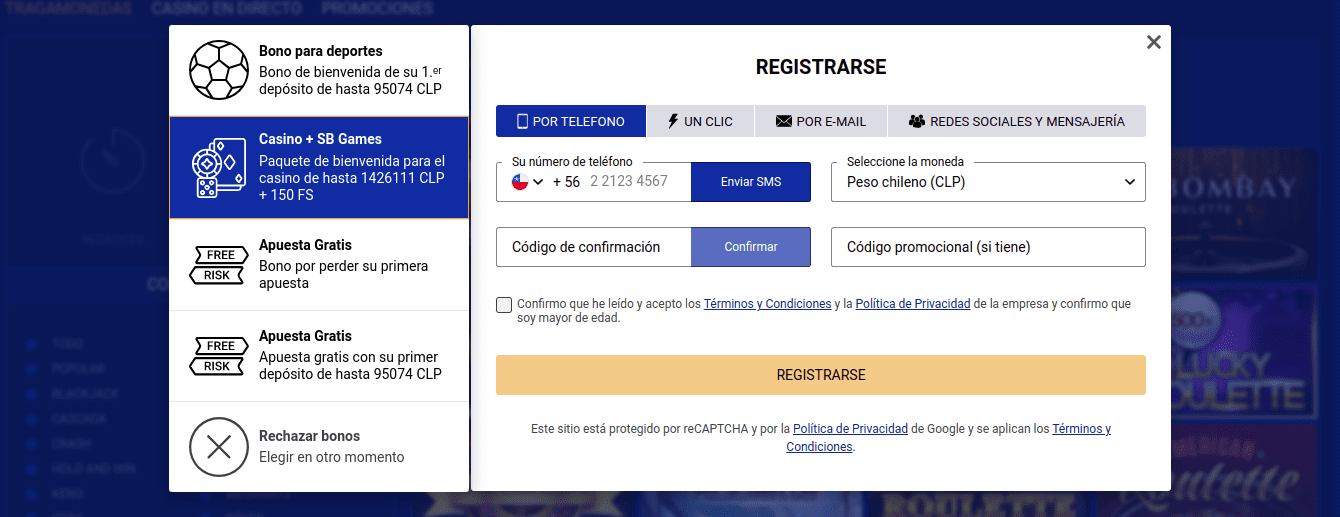 Registro en Sapphirebet