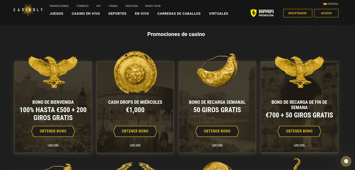 Bonos en Casinoly
