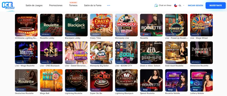 Juegos en vivo de Ice Casino