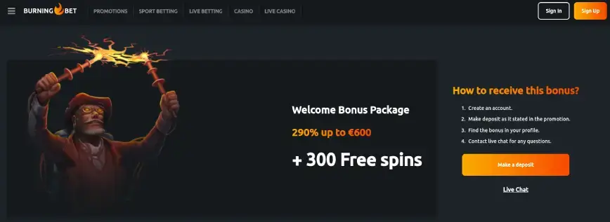 BurningBet bono de bienvenida