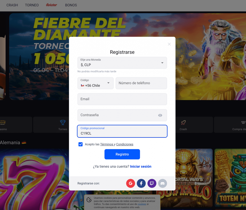 Registrarse en Cyber Bet