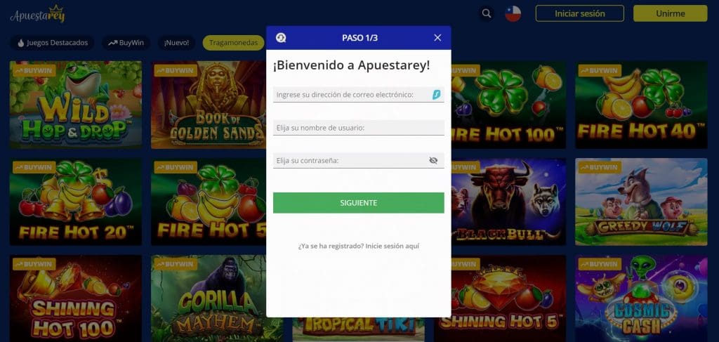 Registro en Apuestarey