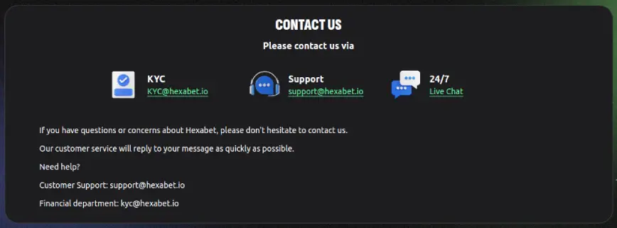 Hexabet atención al cliente