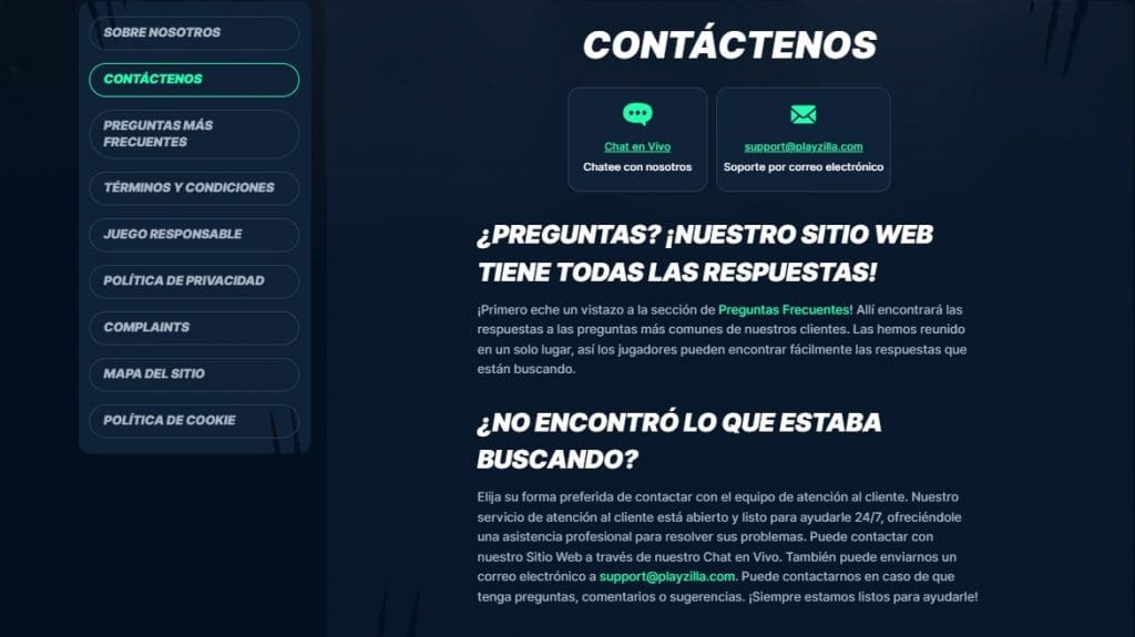 Atención al cliente en Playzilla