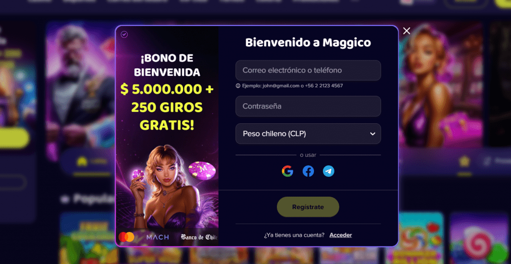 Proceso de registro en Maggico Casino